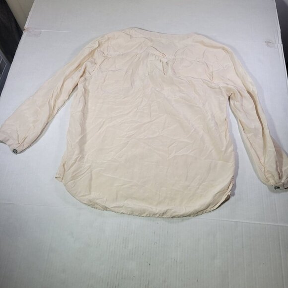 7 For All Mankind Womens Beige 100% Silk Blouse V-Neck Long Sleeves Size Medium - Picture 8 of 8